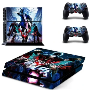 Custom matte black PS4 skin with geometric line pattern for PlayStation 4 console