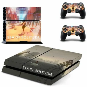 Custom matte black PS4 console skin with geometric pattern for PlayStation 4 slim