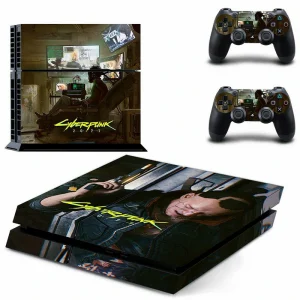 Custom matte black PS4 skin with geometric GYTM1982 pattern
