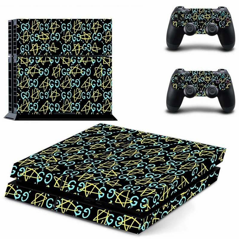 ononswitch PS4 skin GYTM2155: sleek matte black finish with subtle geometric texture. Designed for PS4 Slim and original PS4 consoles. Durable, removable vinyl with no residue. Custom matte black PS4 console skin with geometric pattern by ononswitch