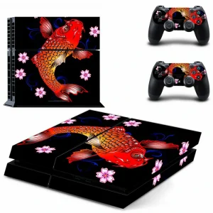 Matte black PS4 skin with geometric pattern for PlayStation 4 console