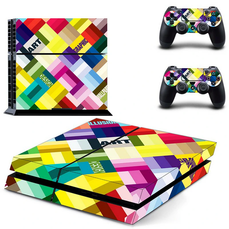 Custom-fit PS4 skin in black and teal geometric design. Model GYTM2166 from ononswitch — easy install, scratch protection, non-slip finish. Black and teal geometric PS4 skin design for PlayStation 4 console by ononswitch