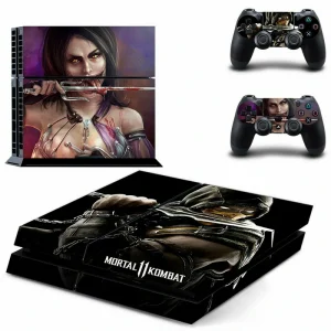 Black and teal geometric PS4 skin design for PlayStation 4 console cover