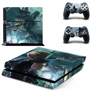 Custom matte black PS4 console skin with geometric pattern for PlayStation 4 Slim or Pro