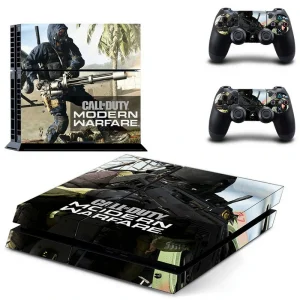 Matte black PS4 skin with geometric pattern for PlayStation 4 console